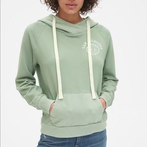 Vintage soft graphic crossover pullover hoodie